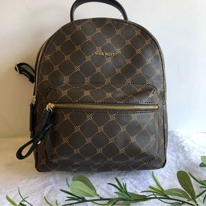 Nine West Tansy Dark Brown Logo Backpack, NWT